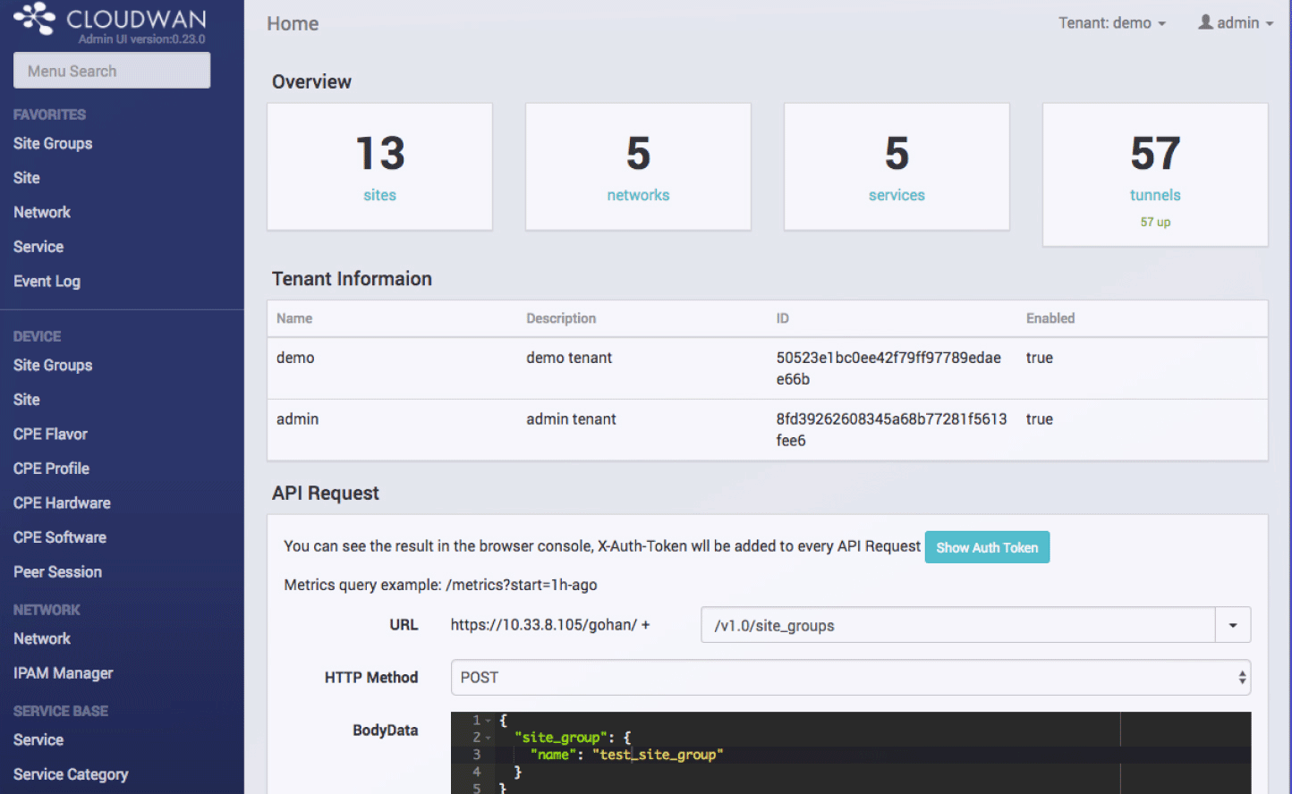 CloudWAN API Explorer dashboard image